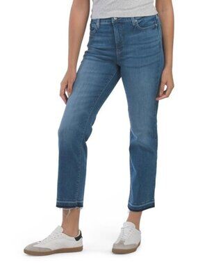 NYDJ Marilyn Straight Leg Ankle Release Jeans 4 Medium Bluewater Wash Whiskering